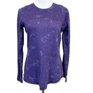 Title Nine Purple Floral Wool Blend Long Sleeve  Top w/ Zipper Pocket - size S